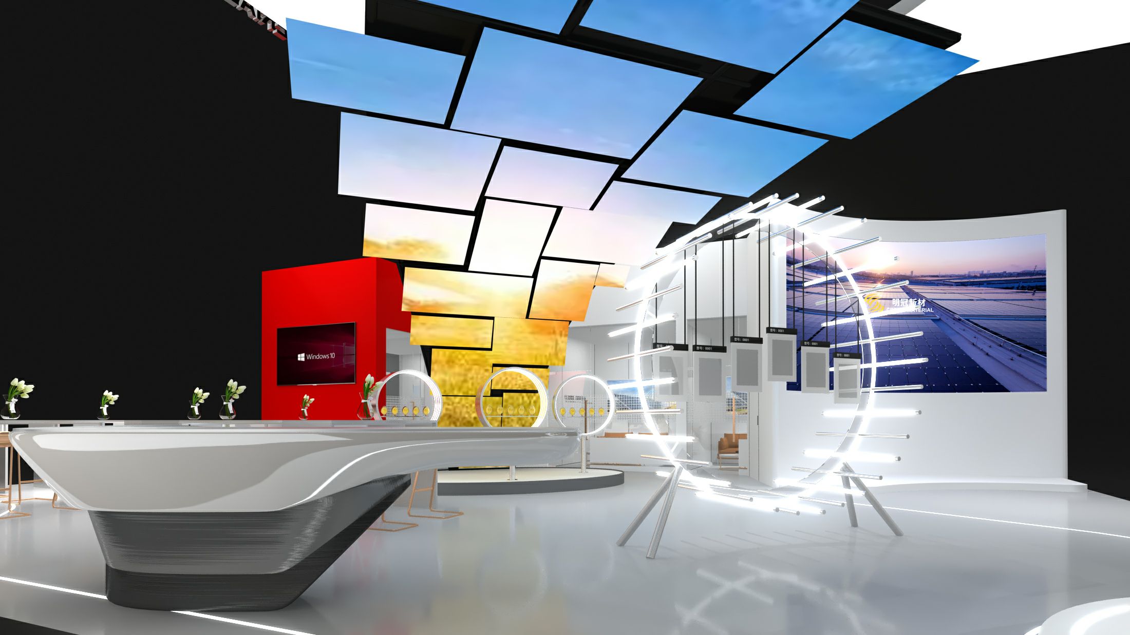 明冠新材展位設計搭建突顯科技，在2022光伏展上呈現(xiàn)更多研發(fā)成果
